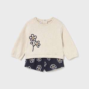 Ensemble short fleurs bébé - Marine
