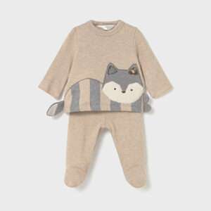 Ensemble guêtre et pull chat gris nouveau-né - céréale