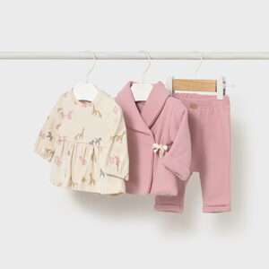 Ensemble 3 pièces nouveau-né - orchidée et animaux