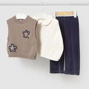 Ensemble gilet 3 pièces bébé - Marine et fleurs