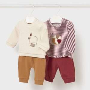 Ensemble 4 pièces escargot rayé et ambre