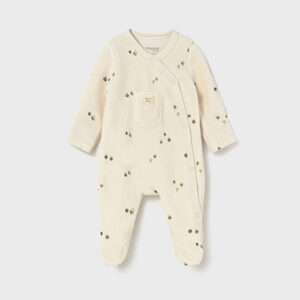 Grenouillère en velours unisexe - pois et poche