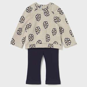 Ensemble legging et sweat imprimé fleurs bébé - marine