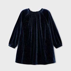 Robe en velours brillant fille - marine