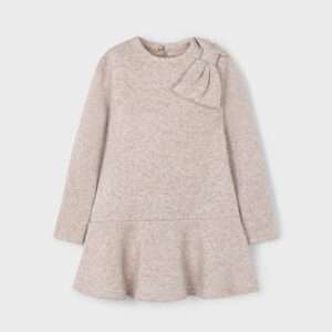 Robe beige à nœuds et paillettes - fille