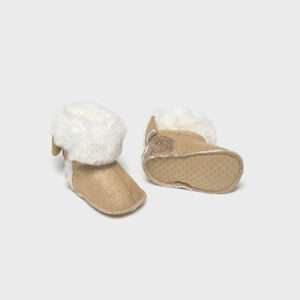 Chaussures fourrées nouveau-né - amande