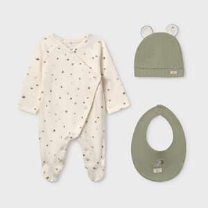 Ensemble 3 pièces bébé - body, bavette et bonnet