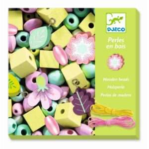 Perles bois : Feuilles et fleurs