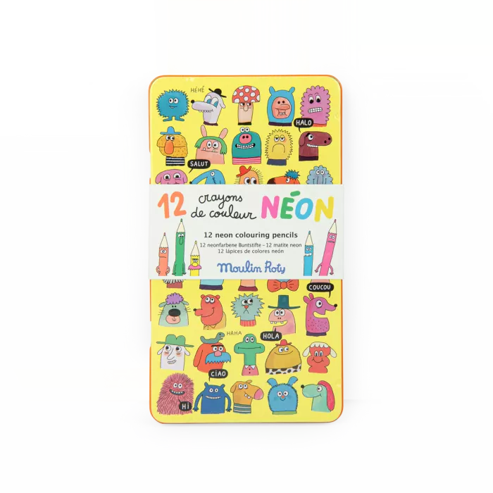 12 crayons de couleur néon - les schmouks