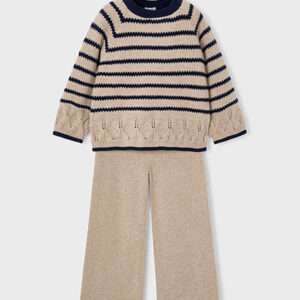 Ensemble pantalon et pull rayé fille - toffee