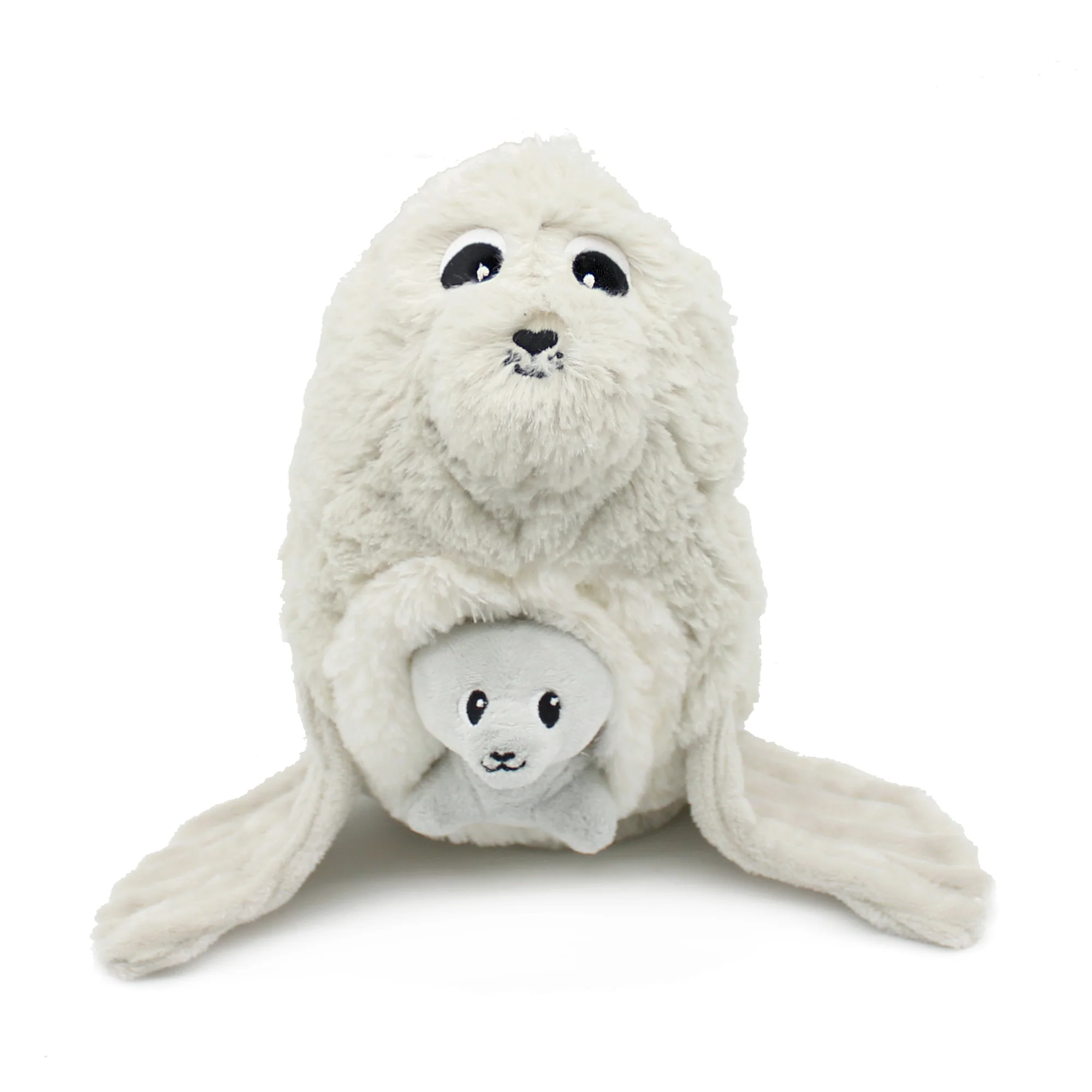 Peluche otarie Ploufou maman et son bébé gris clair - Les Ptipotos – Image 3