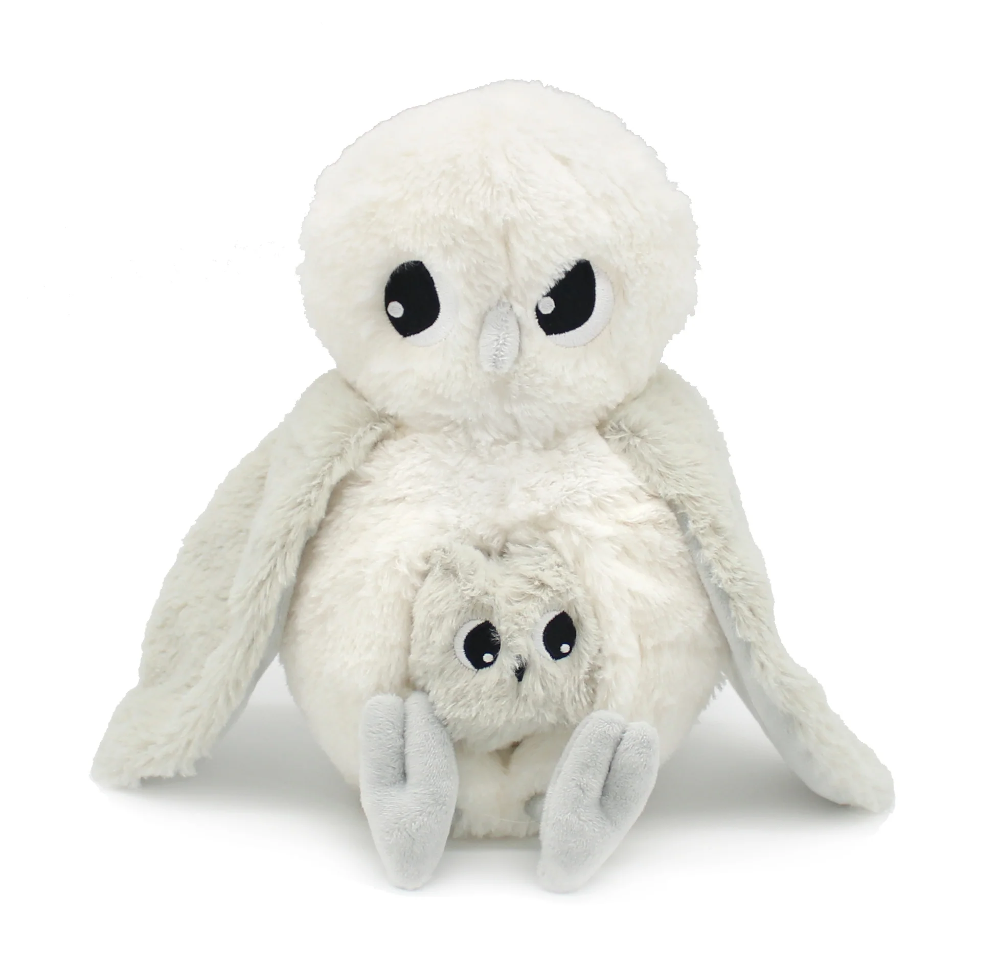 Peluche chouette polaire Coucou maman et son bébé gris clair - Les Ptipotos