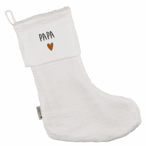 Chaussette de noël - écru Papa cœur or