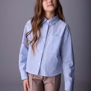Chemisier fille rayé bleu