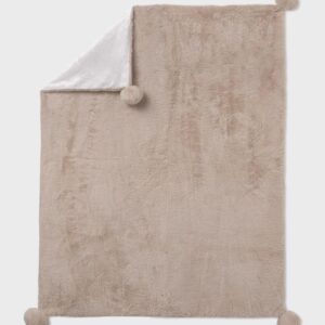 Couverture avec pompon bébé - beige