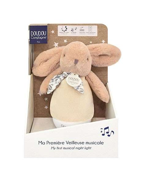 Lapin doudou, veilleuse musicale culbut beige – Image 2