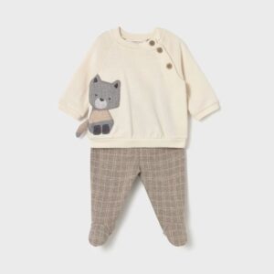 Ensemble guêtre et pull nouveau-né - chat gris