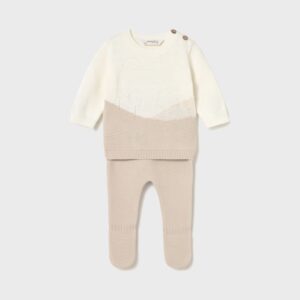 Ensemble guêtre et pull tricoté nouveau-né