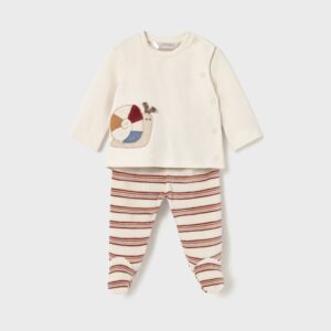 Ensemble guêtre rayé et sweat nouveau-né - escargot