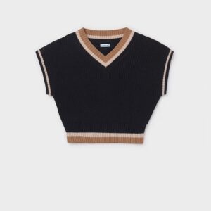 Gilet contrasté fille - sans manche