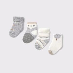 Lot de 4 chaussettes nouveau-né - Gris