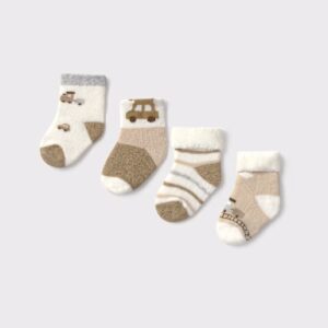 Lot de 4 chaussettes nouveau-né - marrons