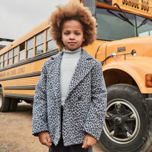 Manteau habillé fille - léopard gris