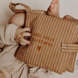 Mini album photo en tissu - gaze rayures fines