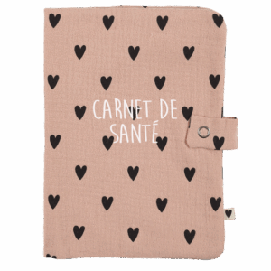 Protège carnet de santé - cœurs rose