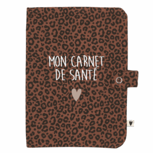 Protège carnet de santé - gaze léopard marron