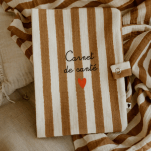 Protège carnet de santé - gaze rayures larges