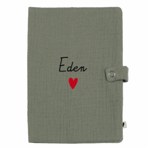 Protège carnet de santé - gaze vert olive