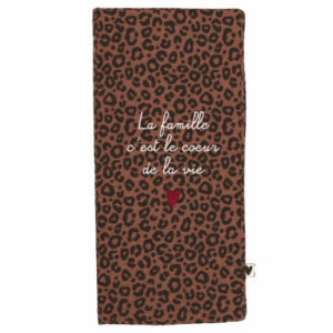 Protège livret de famille - gaze léopard marron