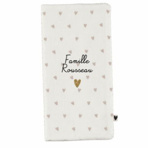 Protège livret de famille - gaze beige petits cœurs