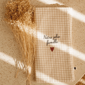 Protège livret de famille - gaze petits carreaux