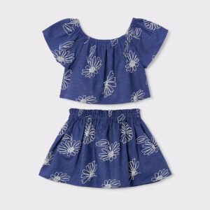 Ensemble bleu lin imprimé