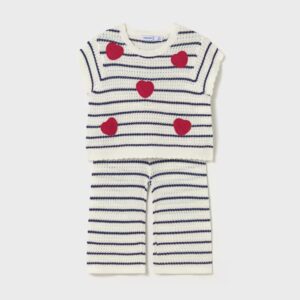 ensemble pantalon pull maille tricot marinière