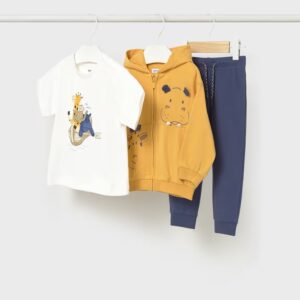 survêtement 3 pièces short tee-shirt veste hippo moutarde