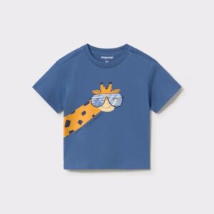 tee-shirt bleu girafe à lunette