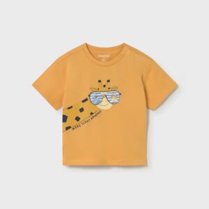 tee-shirt moutarde girafe à lunette