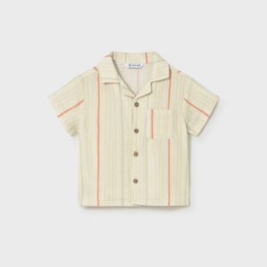 chemise beige à détail corail