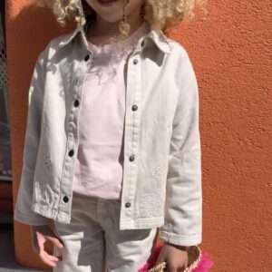 veste jeans brodée beige bloem