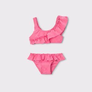 Maillot de bain rose impression crabe en relief