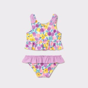 maillot de bain 2 pièces a imprimé fleurs