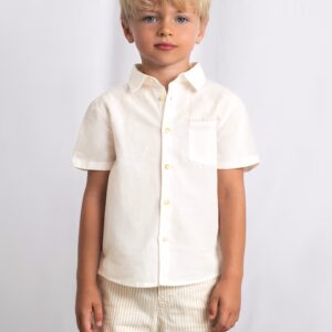 ensemble beige t-shirt et short à rayure