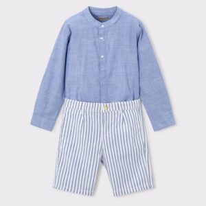 ensemble t shirt jean et short rayé bleu