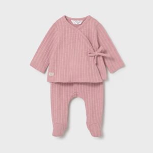 ensemble 2 pièces rose pantalon à pieds
