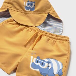 Ensemble maillot de bain Short et chapeau moutarde