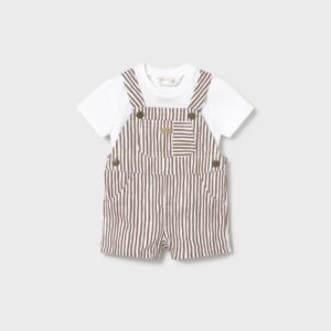 ensemble salopette rayé marron et t shirt blanc