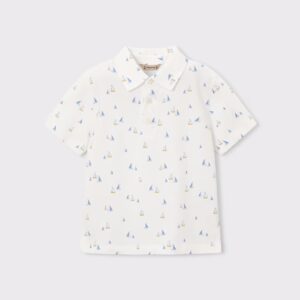 polo blanc à imprimé bateaux